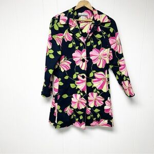 Nine & Company Black Tropical Floral Trench Coat 6